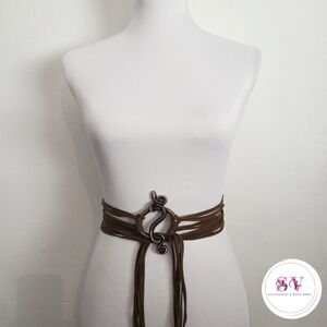 Brown Wrap around belt with brass color buckle